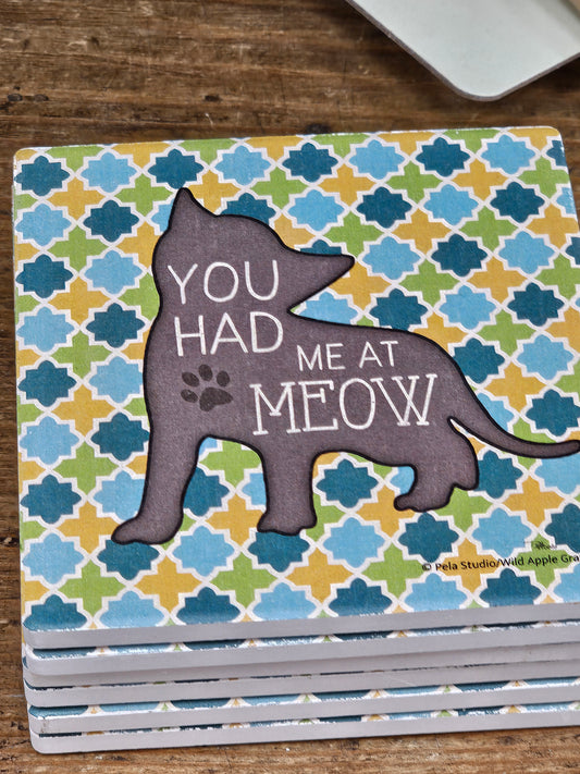 You Had Me at Meow Cat Coaster Set