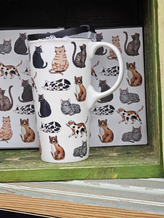All Cats Ceramic Travel Mug with Lid