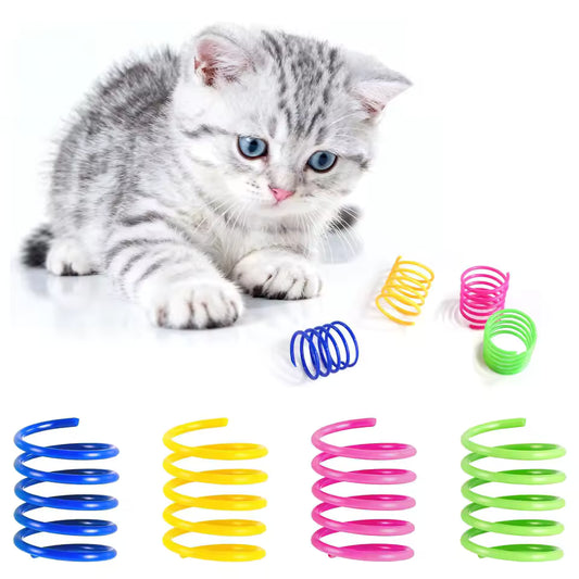 Colorful Spring Coil Cat Toy Set (Pack of 4)
